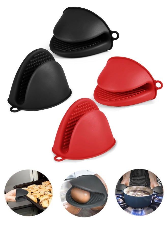 2 Pairs Silicone Oven Mitts for Air Fryer, Heat Resitant Oven Glove Pot Holder Thicken Mini Oven Gloves for Kitchen Cooking Baking Grilling BBQ - Image 1